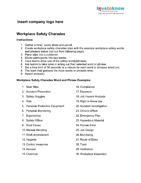 printable workplace safety games for adults