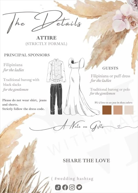 Sample Invitation Card For Boho Filipiniana Wedding Theme names And 