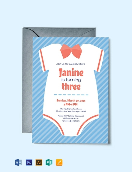 Sample Onesie Invitation Template Illustrator Word Apple Pages PSD