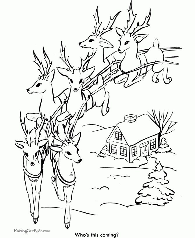 Santa 39 s Reindeer Christmas Coloring Pages 006