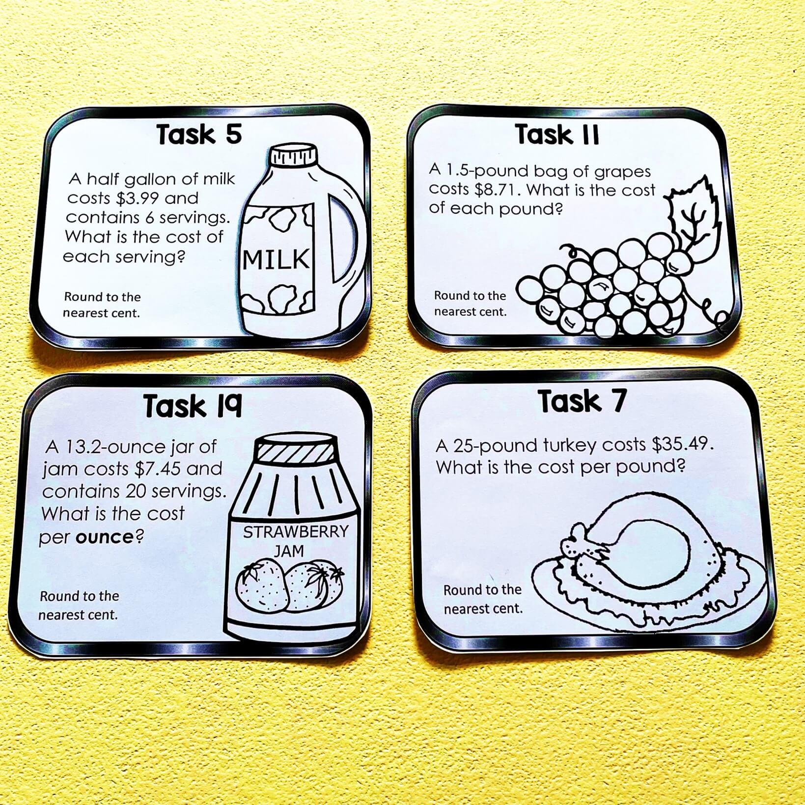 Scaffolded Math And Science Free Printable Unit Price Task Cards