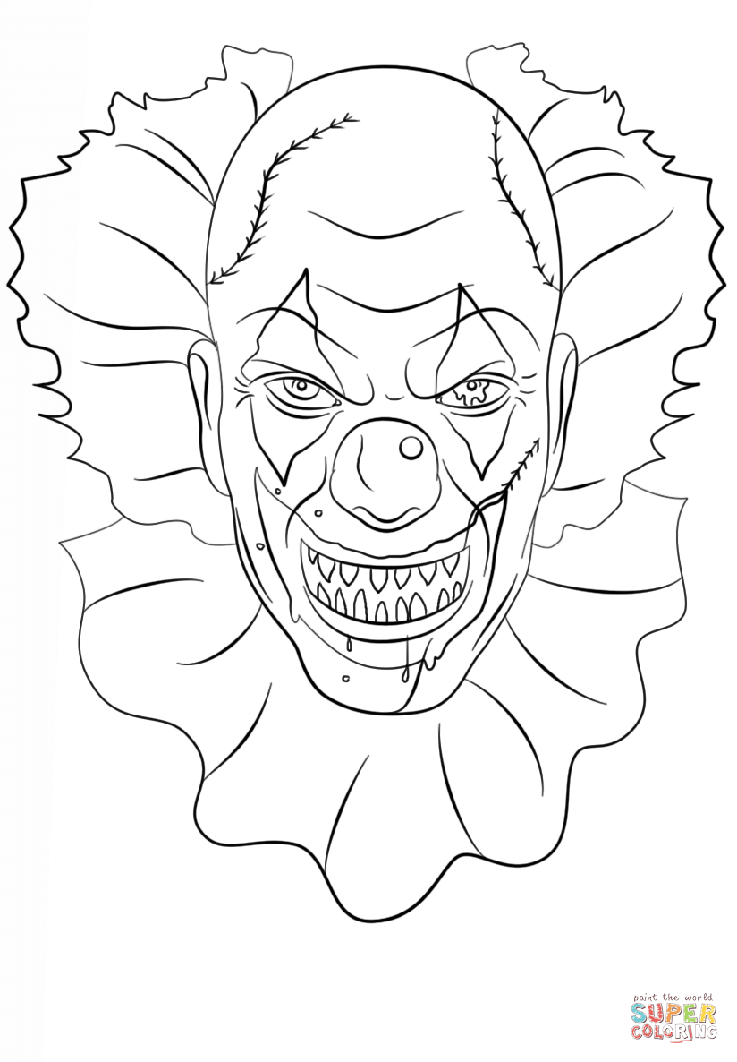 Scary Clown Printable Coloring Pages Coloring Home