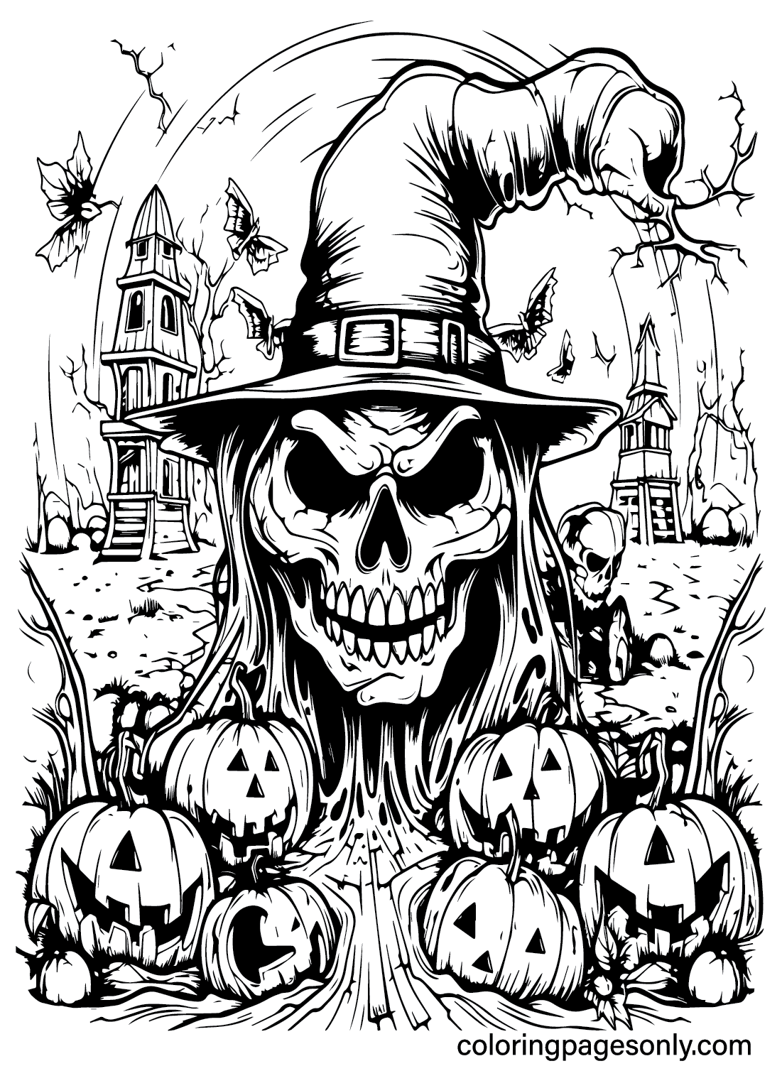 Scary Halloween Images To Color Free Printable Coloring Pages