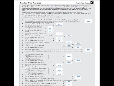 Schedule D Tax Worksheet Walkthrough YouTube Worksheets Library