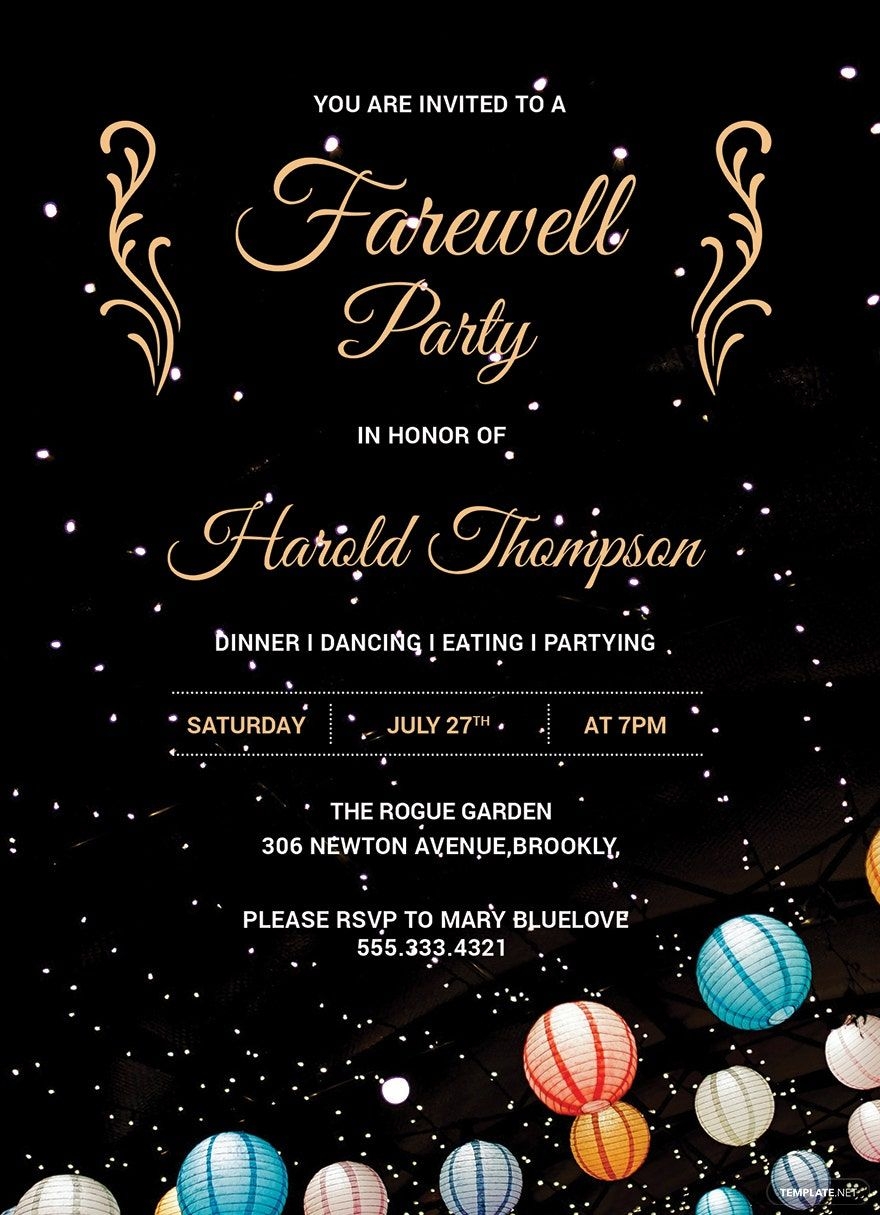 farewell email invitation template