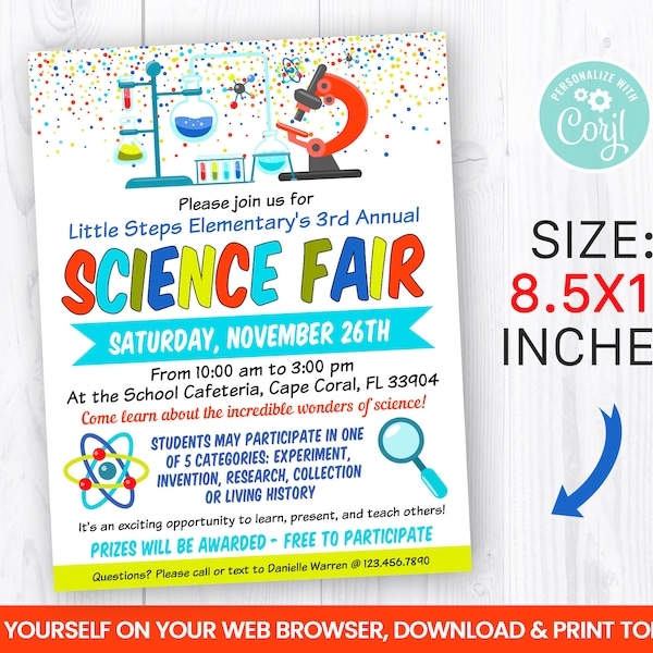 Science Fair Invitation Template Etsy
