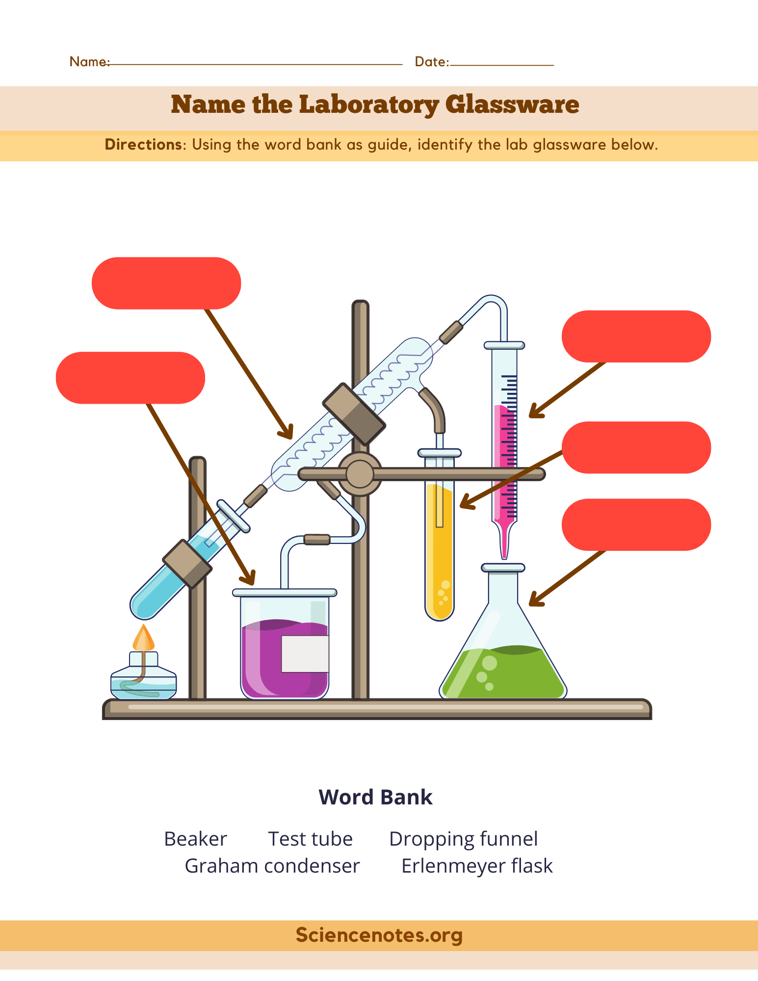 laboratory equipment worksheet