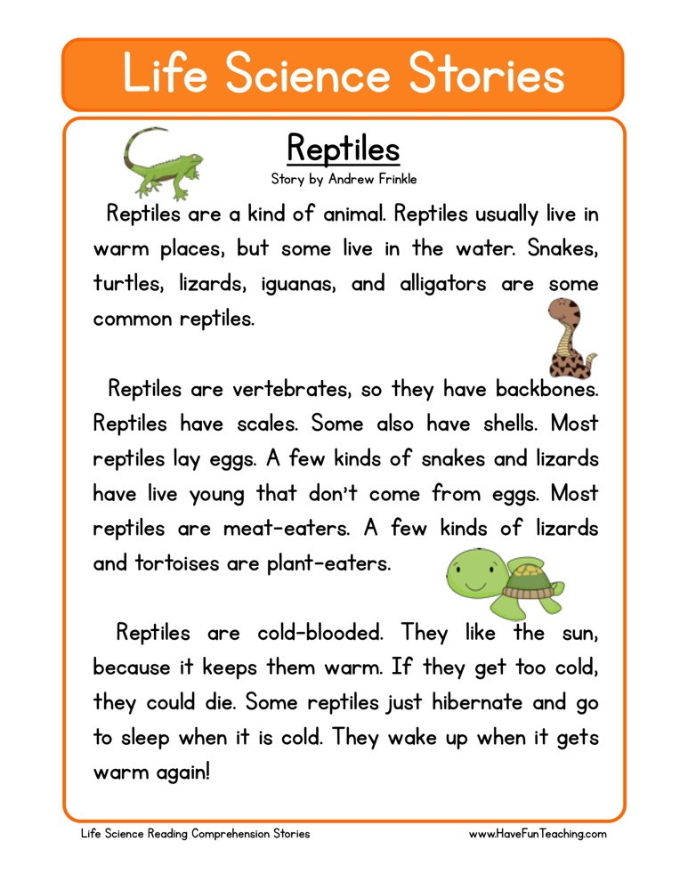 Science Reading Comprehension Worksheets