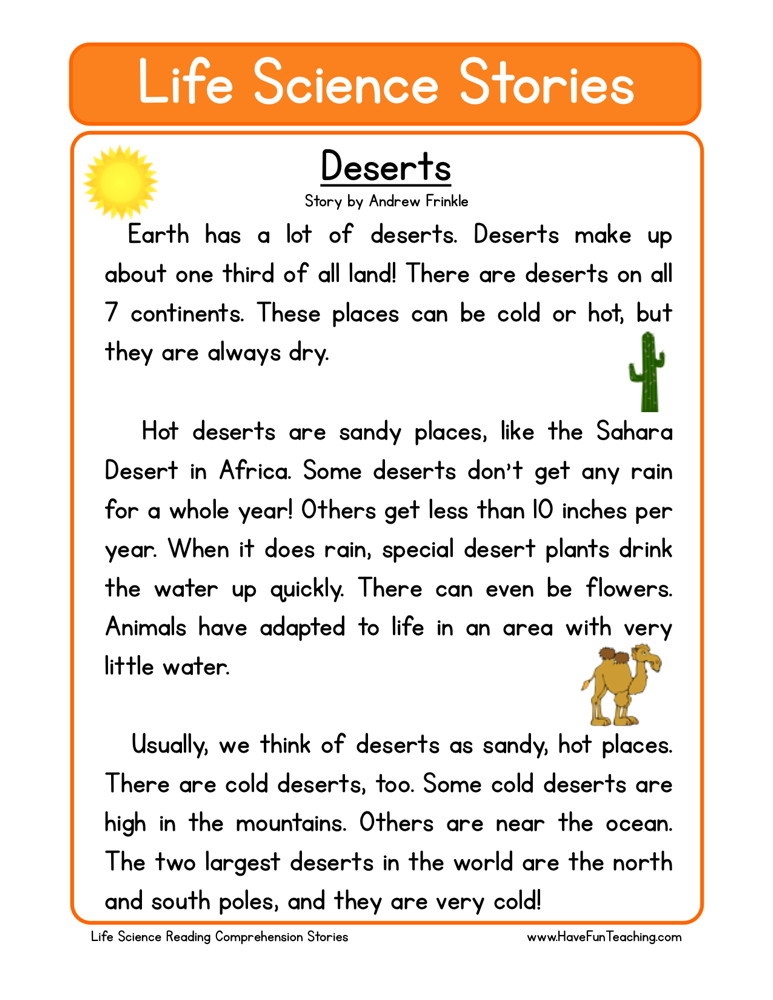 Science Reading Comprehension Worksheets