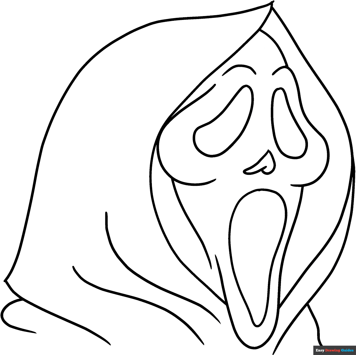 Scream Mask Coloring Page Easy Drawing Guides