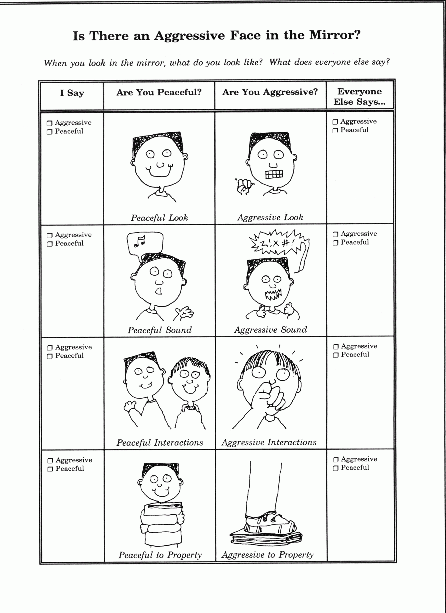 self control worksheets