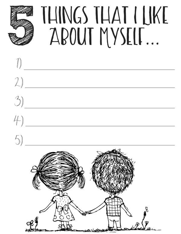 self esteem worksheets for kids