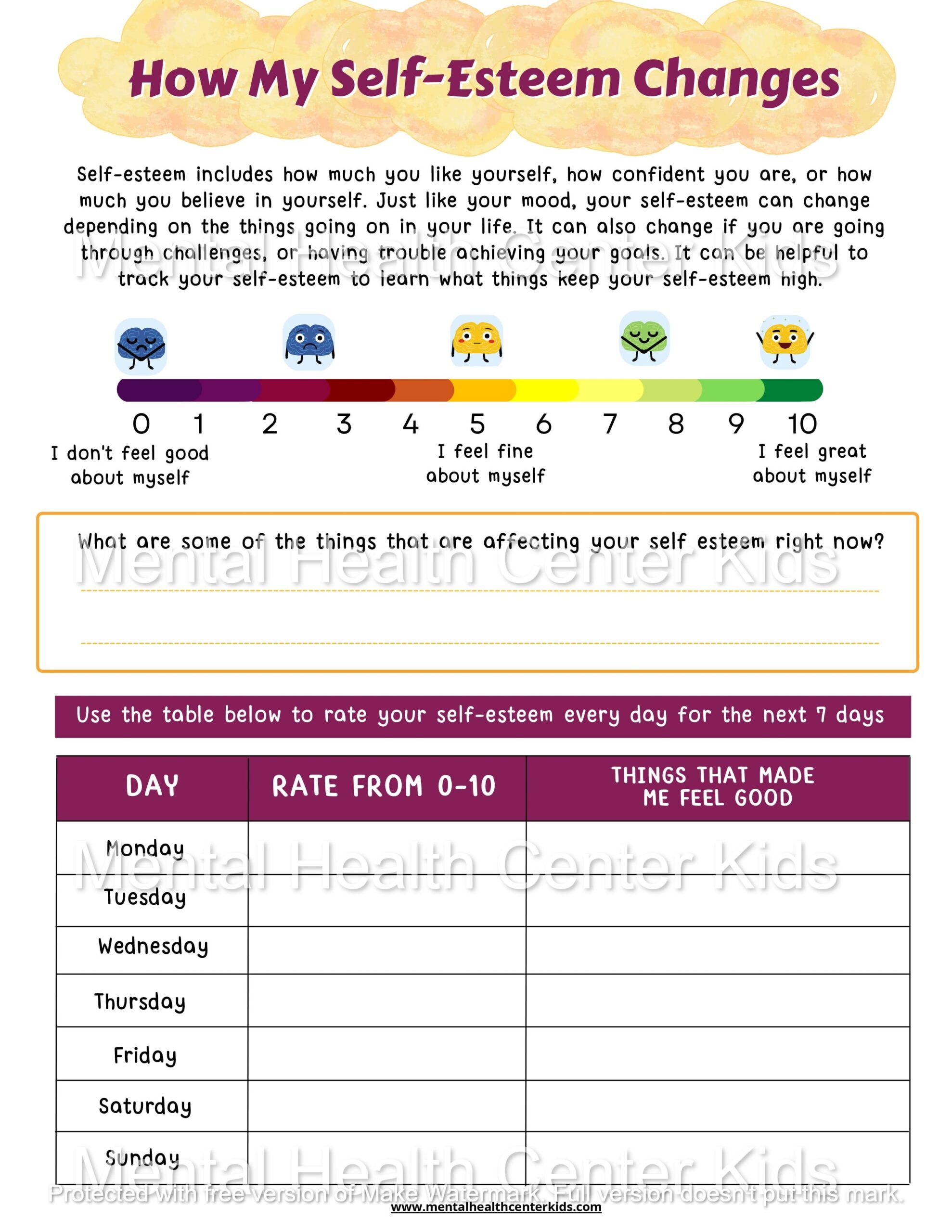 Self Esteem Worksheets Worksheets Library