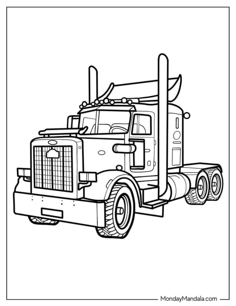 Semi Truck Coloring Page