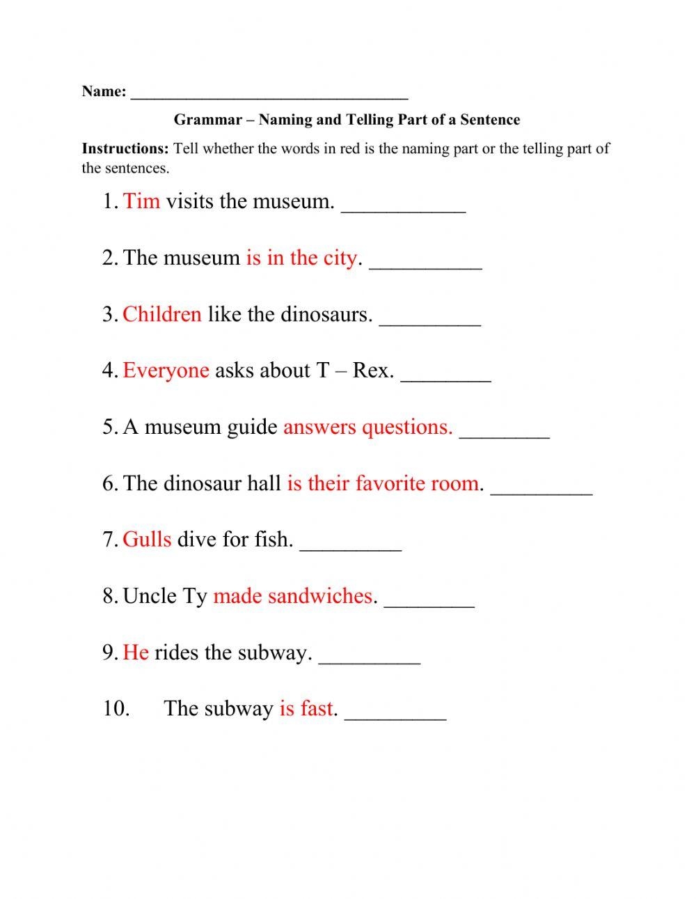 Sentences Worksheets K5 Learning Worksheets Library