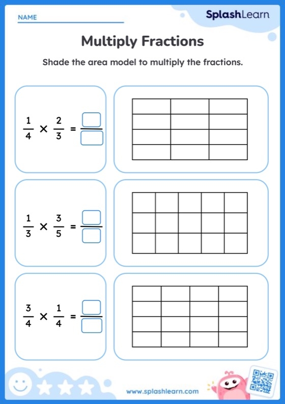 multiplication of fractions worksheet