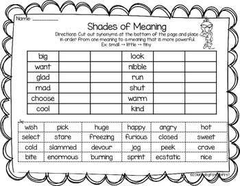 Shades Of Meaning Worksheet How Many Worksheets Library