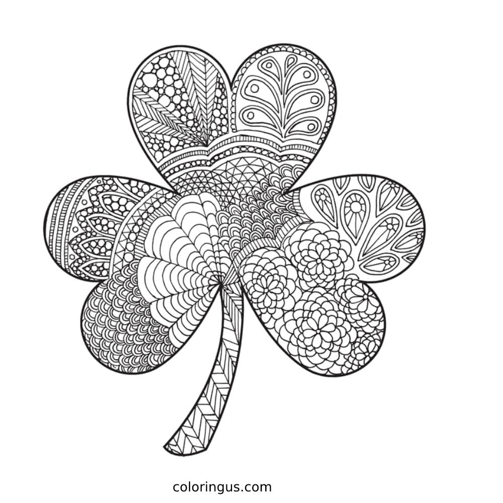 Shamrock Coloring Pages Free Printable PDF 