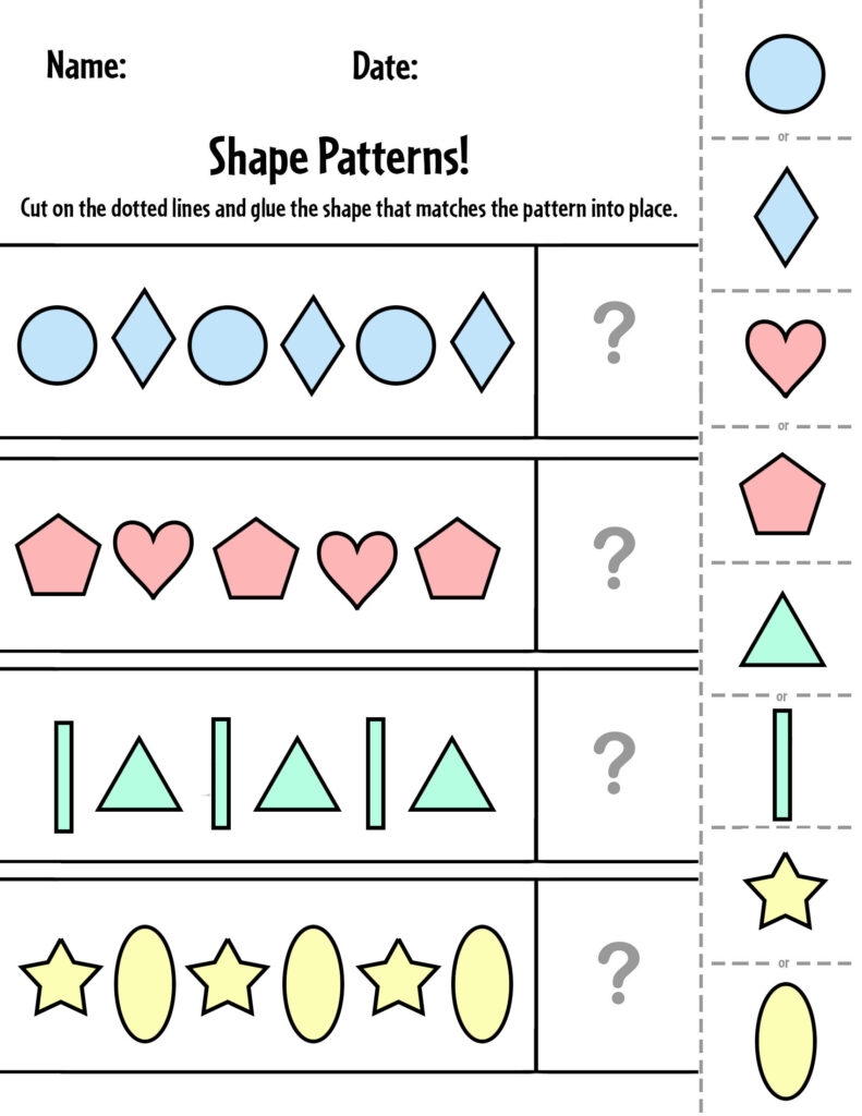 Shape Pattern Worksheets For Kindergarten Worksheets For Kindergarten