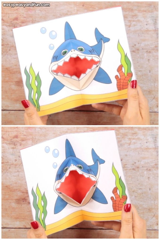 printable shark pop up card