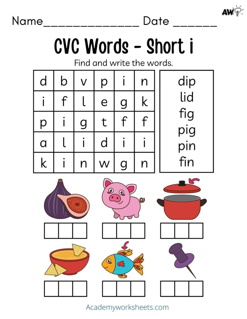 Short I Phonics Worksheets CVC Words Academy Worksheets Worksheets 