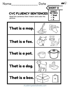 Short O Phonics Worksheets CVC Words Academy Worksheets Worksheets