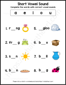 Short Vowel Sounds Worksheets Exercise 3 Your Home Teacher