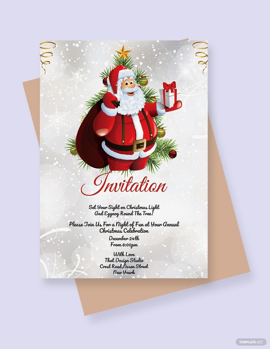 Simple Christmas Invitation Template In Publisher Pages PSD Word 