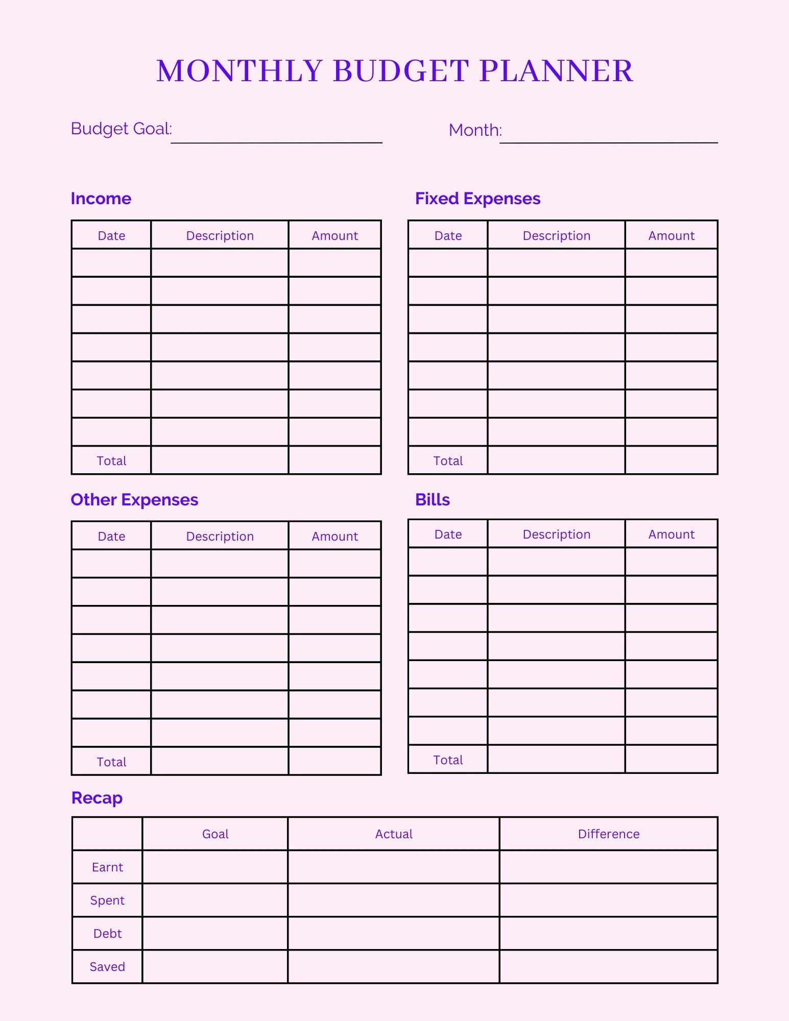 free printable budget worksheet excel