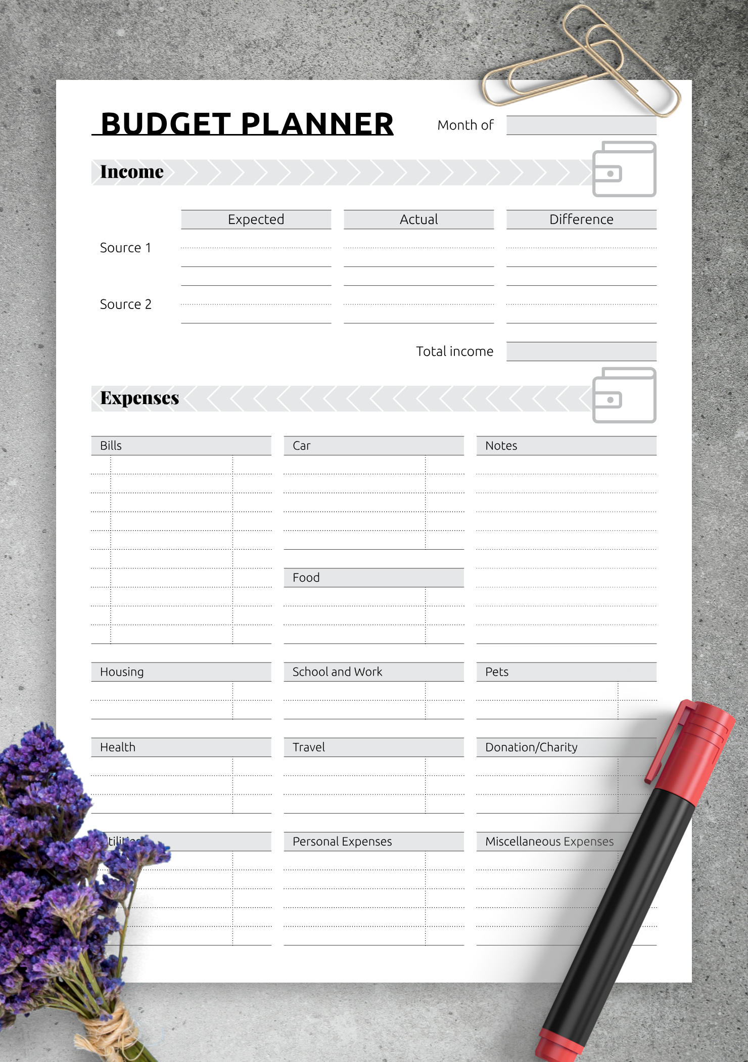 simple monthly budget worksheet