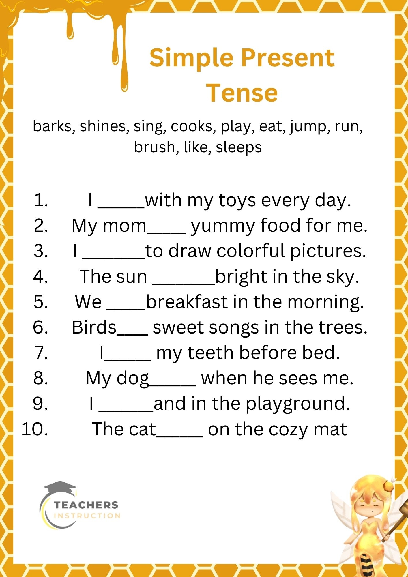 simple present tense worksheet