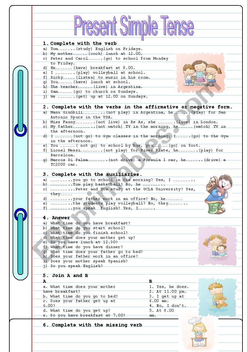 Simple Present Tense Worksheet Simple Present Tense Simple Present Riset