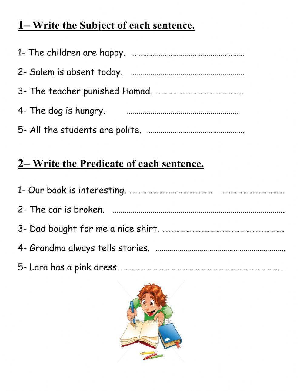 Simple Subject And Predicate Worksheet Live Worksheets Worksheets 