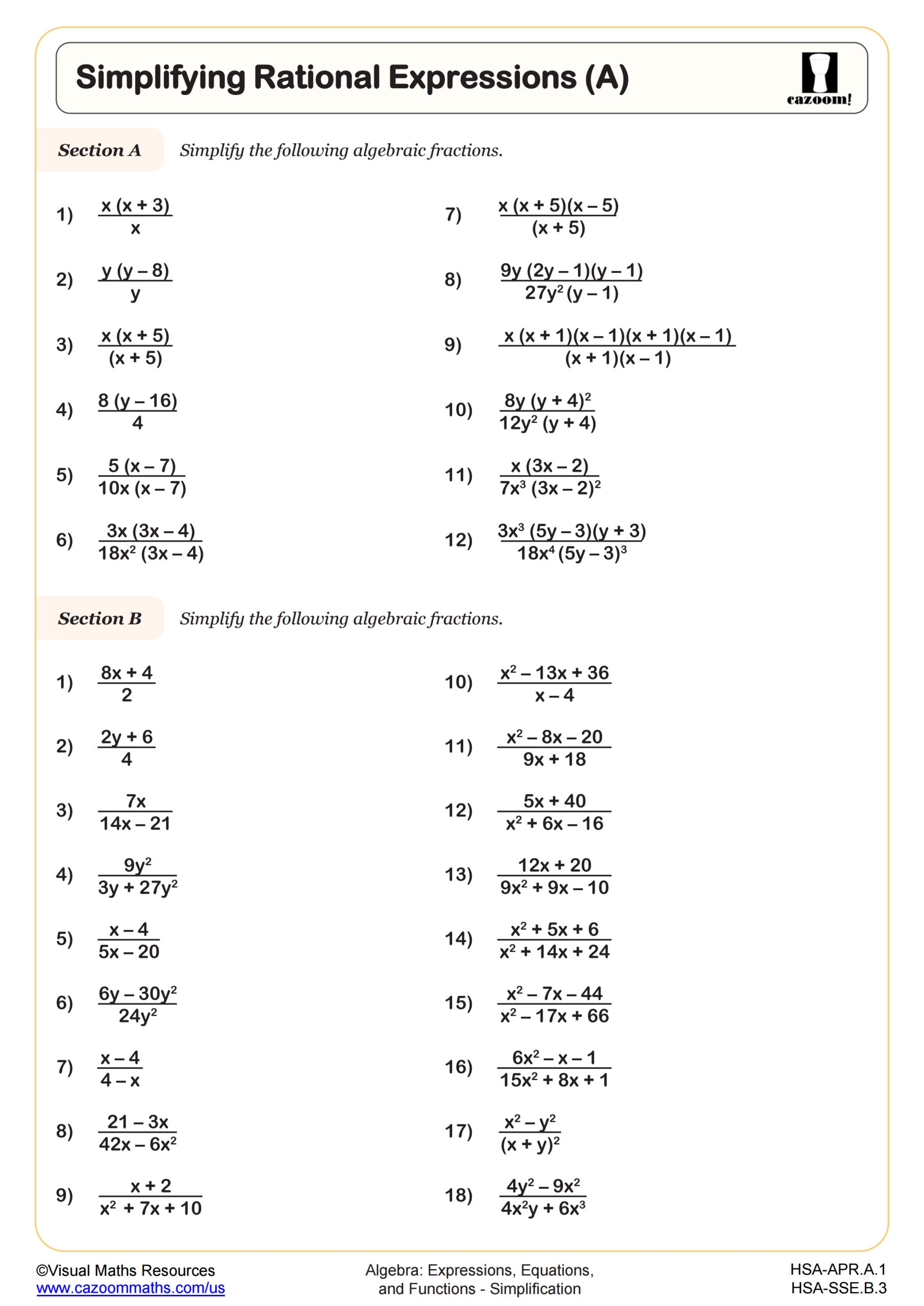 simplifying expressions worksheet pdf
