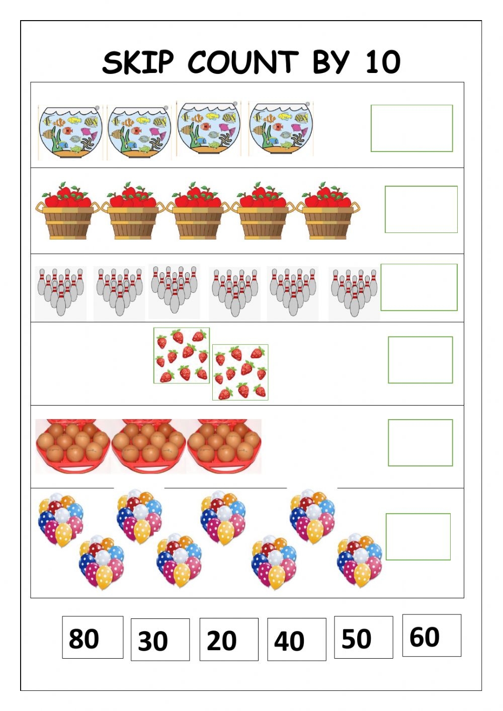 SKIP COUNT BY 10 Interactive Worksheet CountingWorksheets