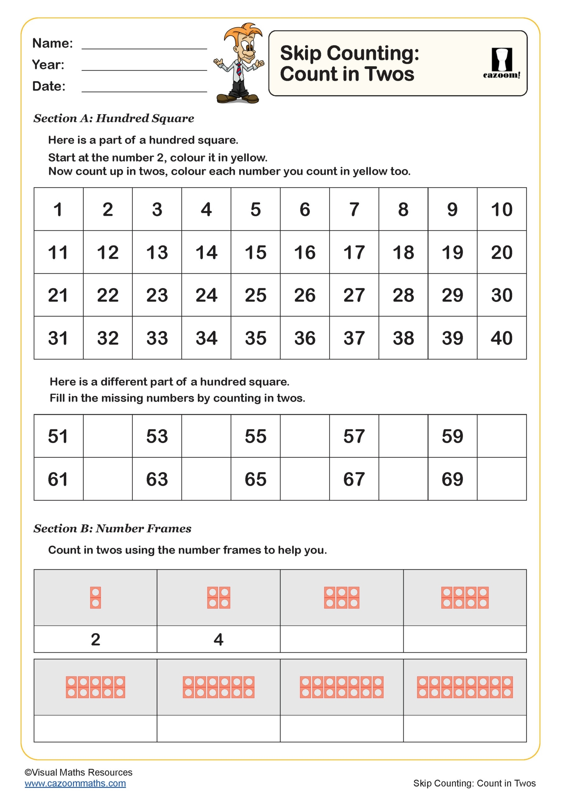 Skip Counting Worksheet count In 2s Fun And Engaging Year 1 