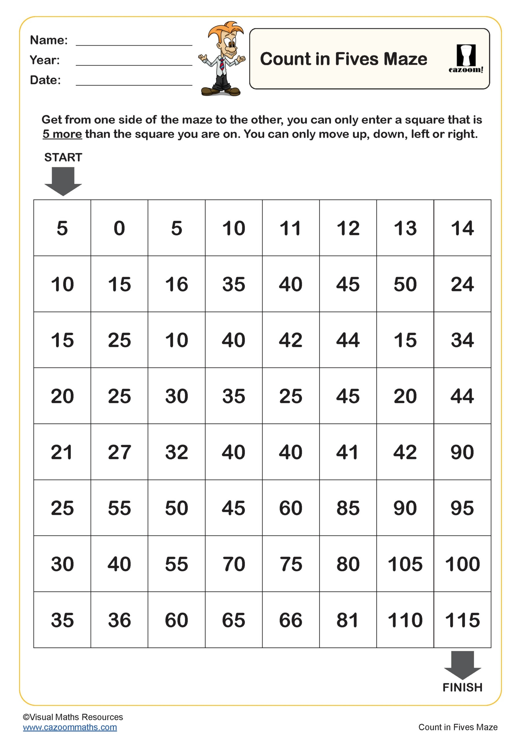 Skip Counting Worksheet count In 5s Fun And Engaging Year 1