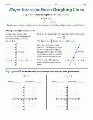 graphing lines worksheet