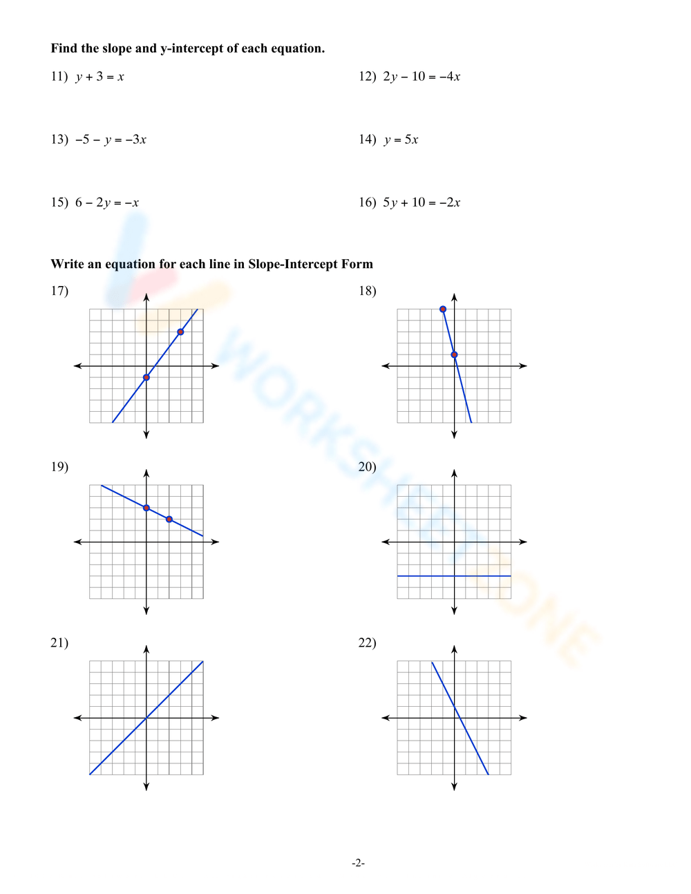 Slope Intercept Form Practice Worksheet Worksheets Library