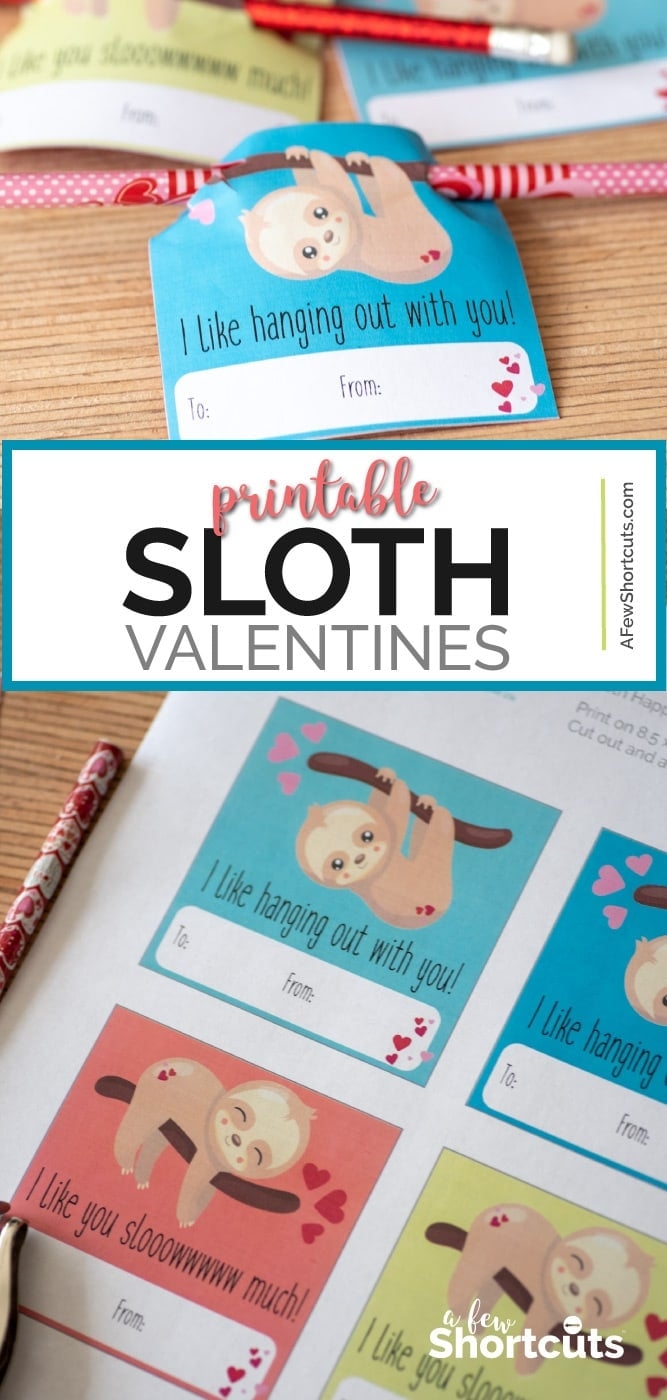 Sloth Valentines Day Card Printable A Few Shortcuts
