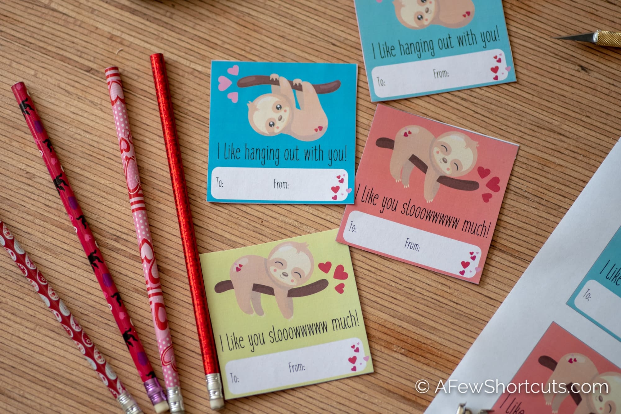 Sloth Valentines Day Card Printable A Few Shortcuts