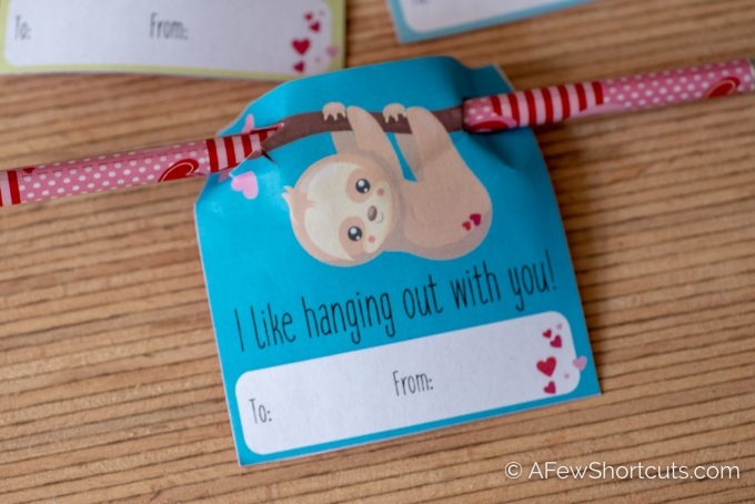 printable sloth valentines day card