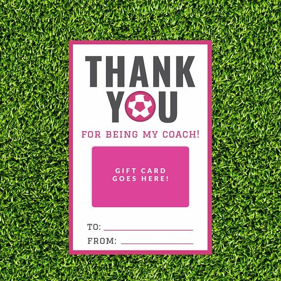 Soccer Coach Gift Card Holder Printable Thank You Gift Card Holder