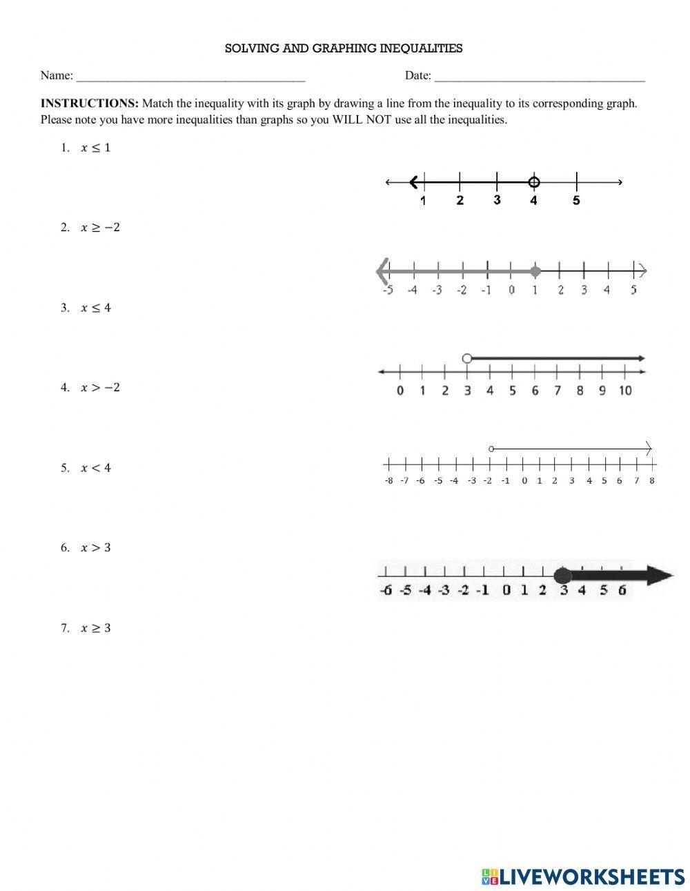 Solving Inequalities B Worksheet Printable Maths Worksheets