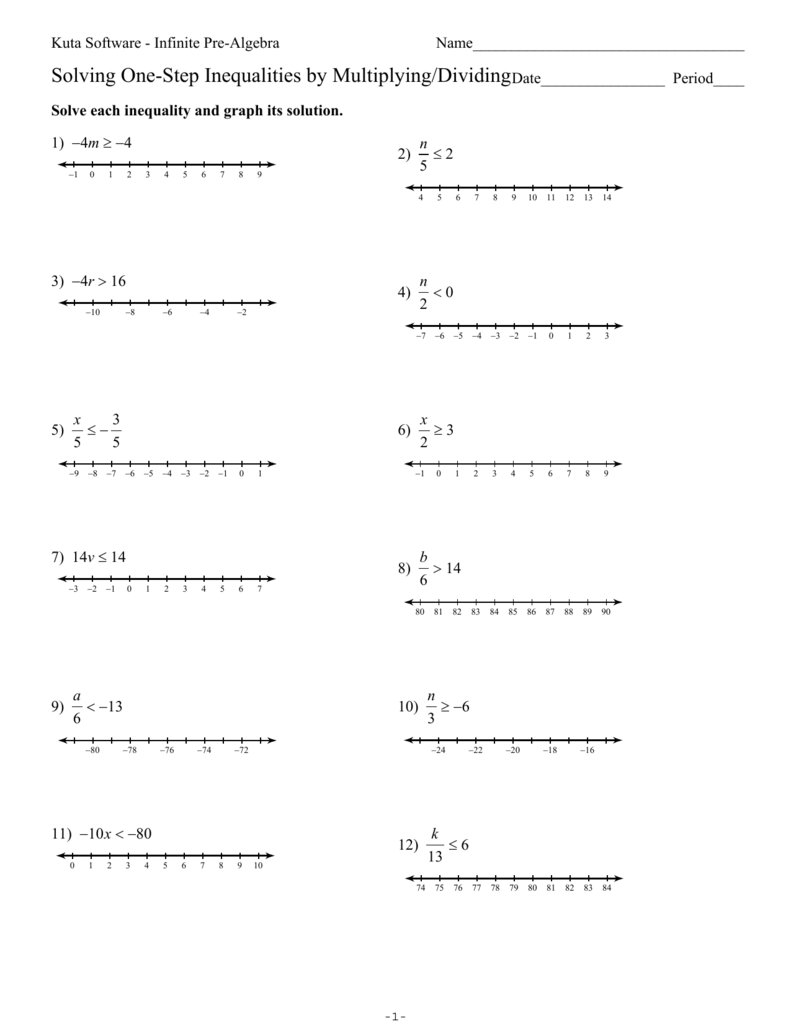 Solving Inequality Worksheets