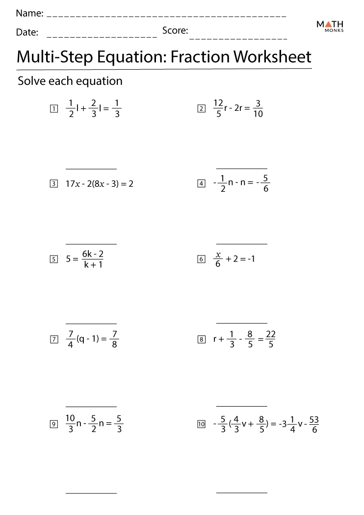 solving multi-step equations worksheet