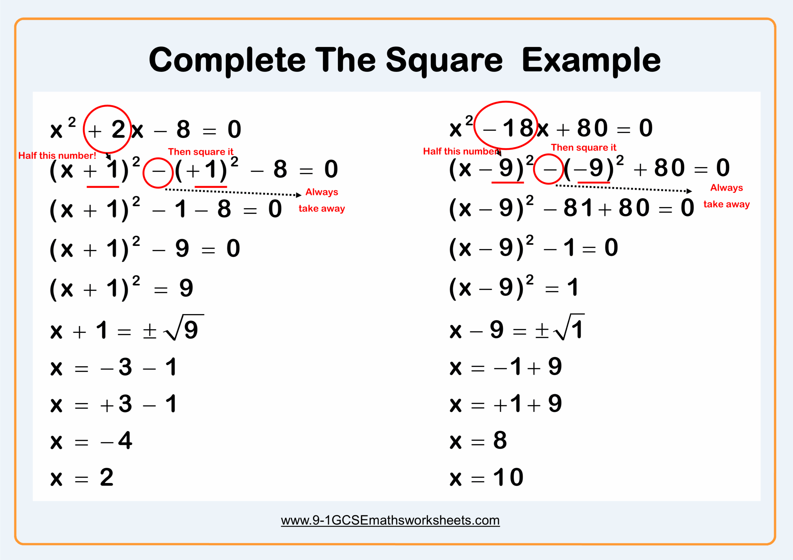 solving quadratics with square roots worksheet