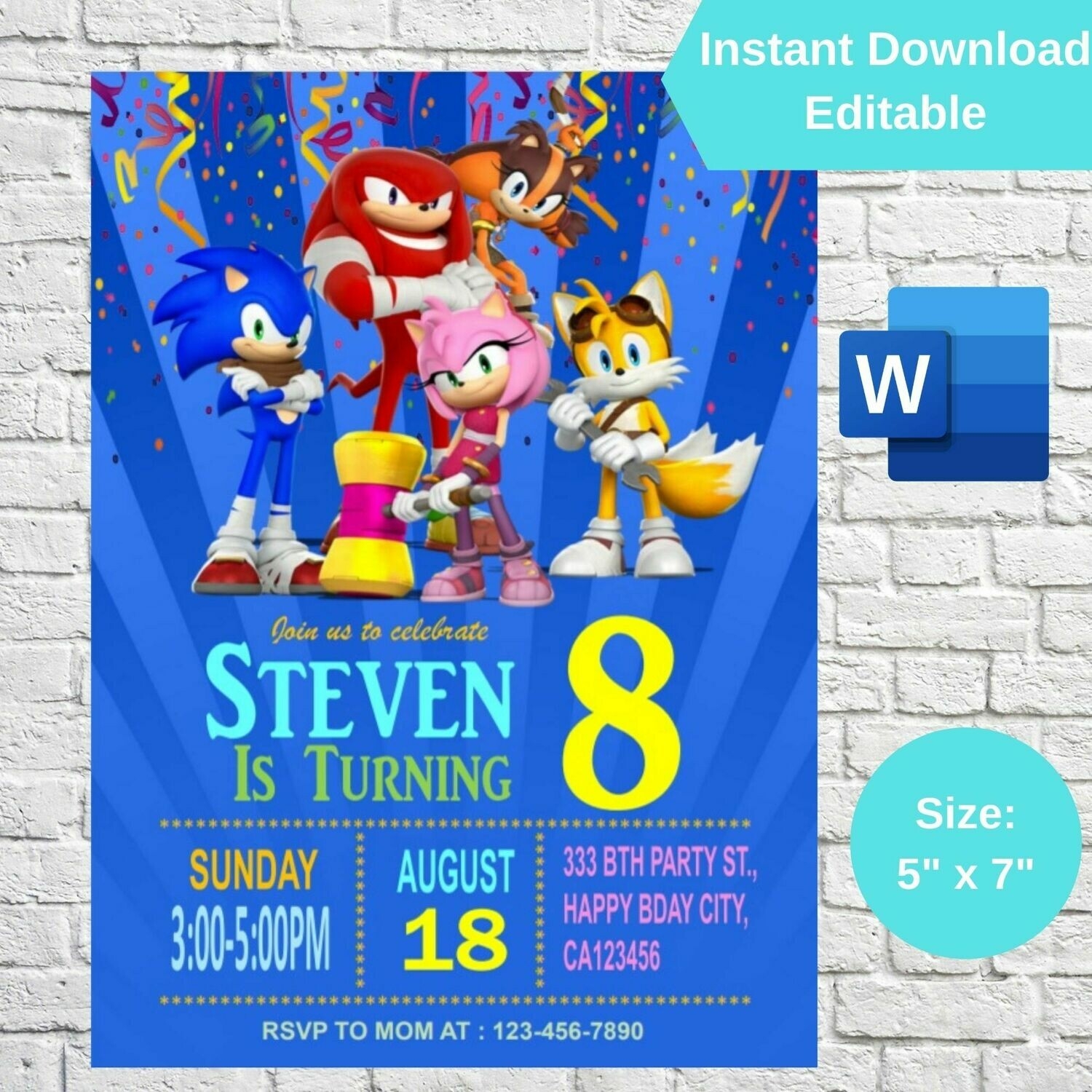 free sonic invitation template
