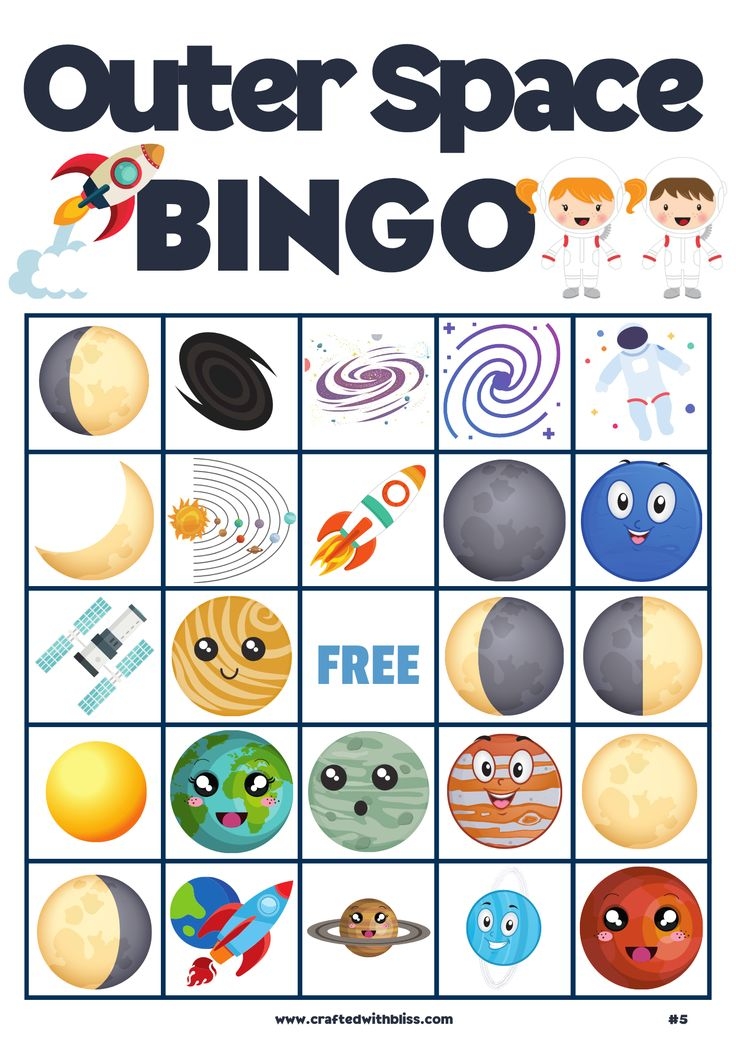 Space Themed Bingo Cards Printable Space Bingo Cards Bingo For Kids 
