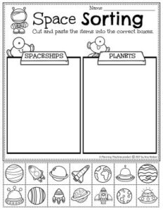 space worksheets for preschool